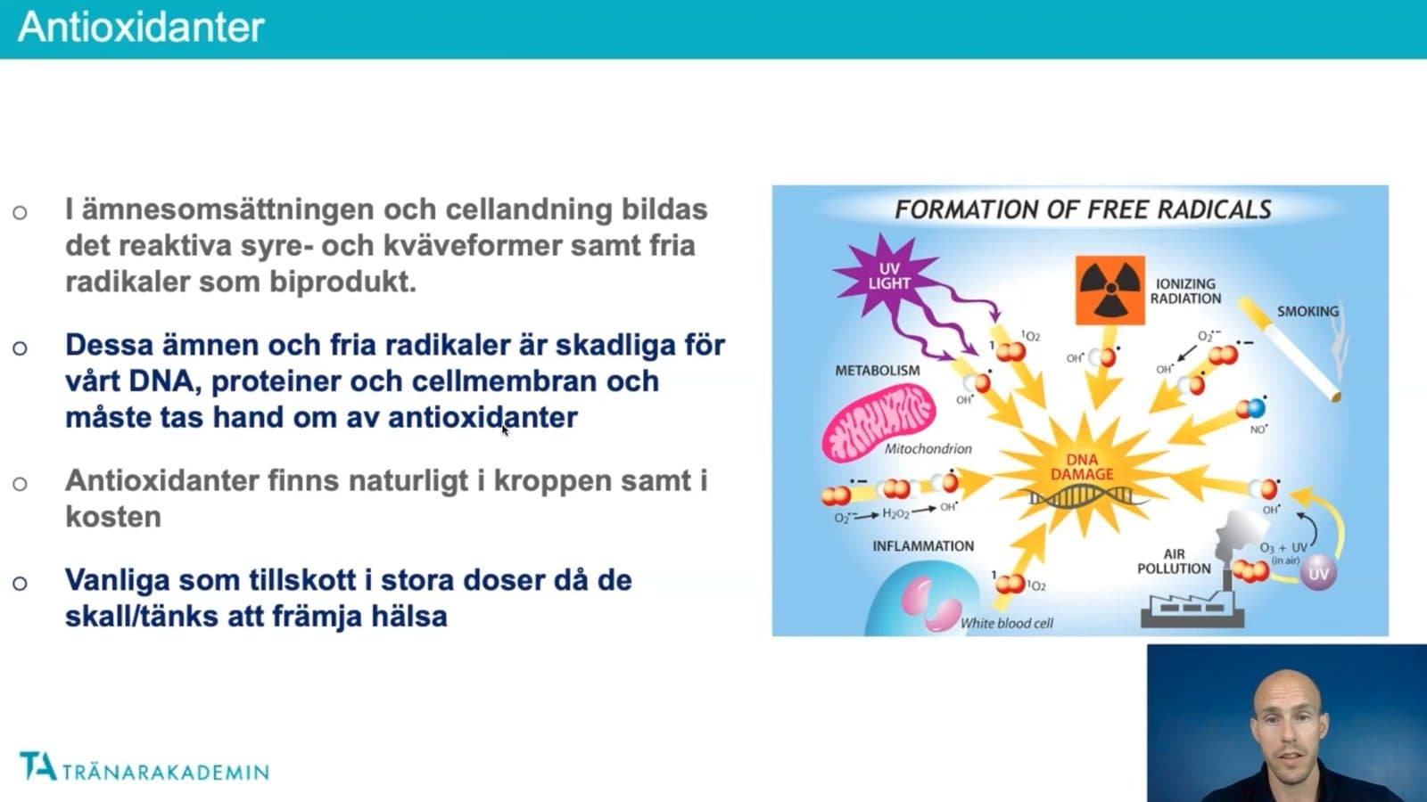Videolektion om antioxidanter med läraren synlig i bild